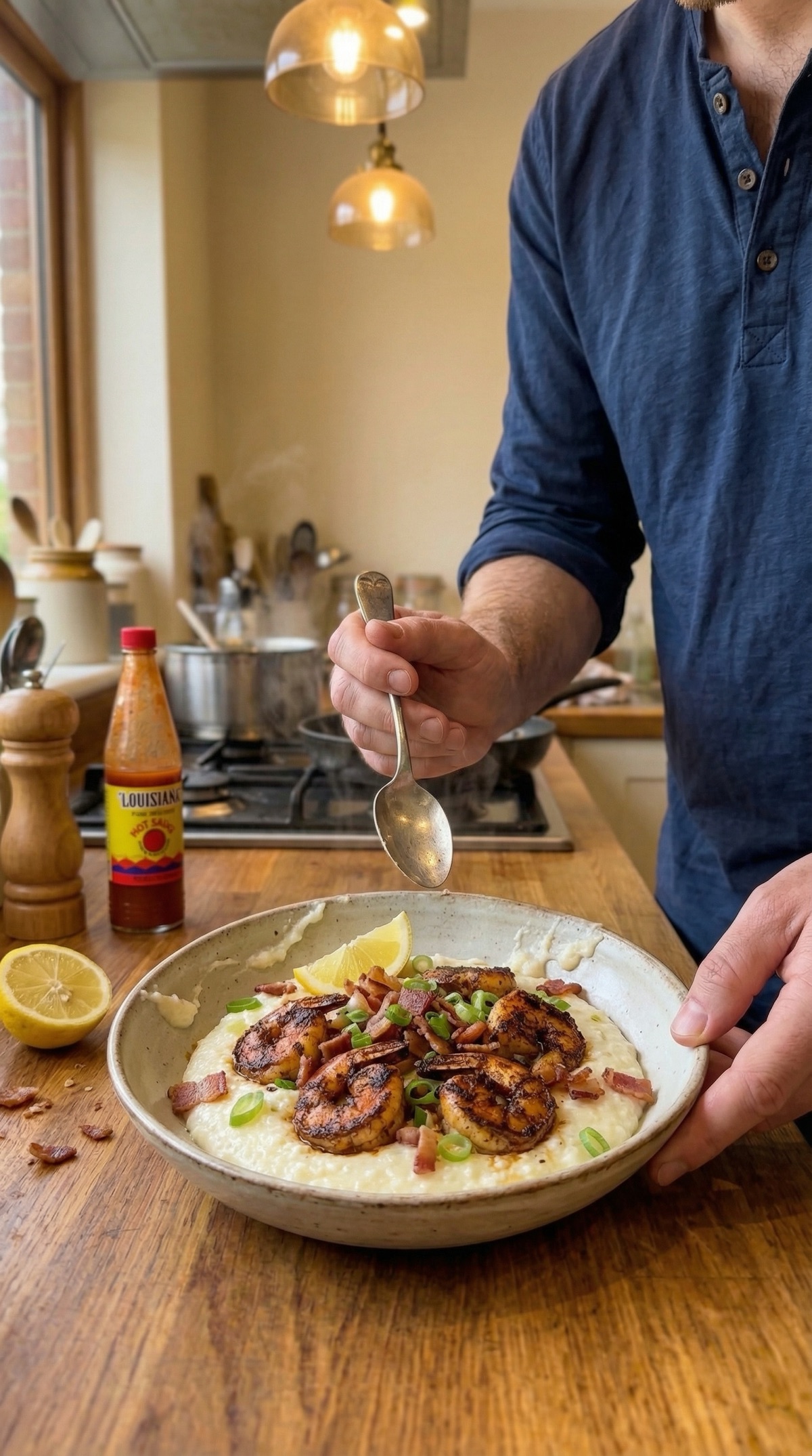 Cajun Shrimp & Grits — cooking